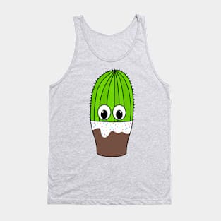 Cute Cactus Design #290: Potted Cactus In Cute Cake Pot Tank Top